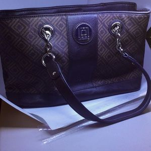 Liz Claiborne Brown Tote Purse w/ Brass Hardware